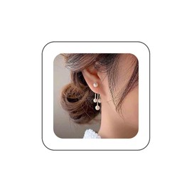 Aneneiceera Boho Tassel Pearl Drop Earrings Gold Pearl Ear Vintage Dangle Pearl Dangle Earrings Double Sided Front Back Earrings Jewellery Gifts for Women and Girls, Alloy Steel