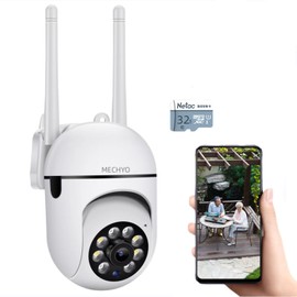 1080P Outdoor Security Cameras - 2.4GHz WiFi Cameras for Home Monitoring - 360° View - IP65 Waterproof Home Camera with Motion Detection,Full-Color Night Vision (Includes Memory Card)