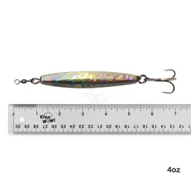 Qty 10 Fish WOW! 4oz Diamond Jig Chrome + Mylar Holographic Laser jigs with a Treble Hook