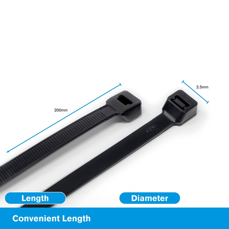 100 Pack of Cable Ties Black | CE Premium UL