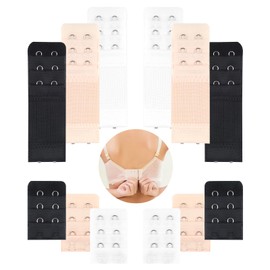 Hopton Pack of 12 Bra Extensions, Stretch Bra Extension, Soft Elastic Bra Closure Extension, Bra Extender for Girls Women Pregnant Women (Beige, Black, White), Beige, Black, White-2 Hooks