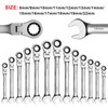 WISEUP Combination Wrenches, 17mm Flexible Ratchet Spanner, CR-V Forged Spanner,