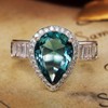 DCFSHEE Fashion Waterdrop Pear Shape Cut Aquamarine Gemstone & Baguette