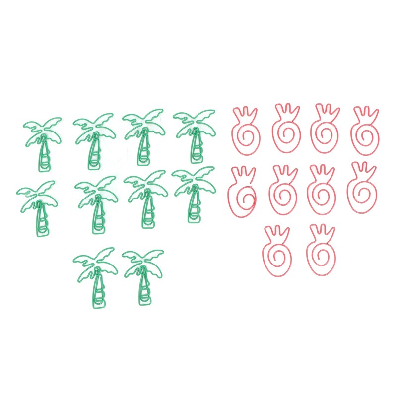 100pcs Paper Clips Portable Mini Electroplating Green Tree Pink Strawberry