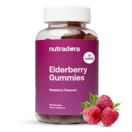 Nutradora Elderberry Gummies for Adults – Organic Elderberry Gummies with Zinc and Vitamin C for Immune Support, Lessen Stress, & Protect Heart, Raspberry Flavor Formulated in USA, 90 Gummies