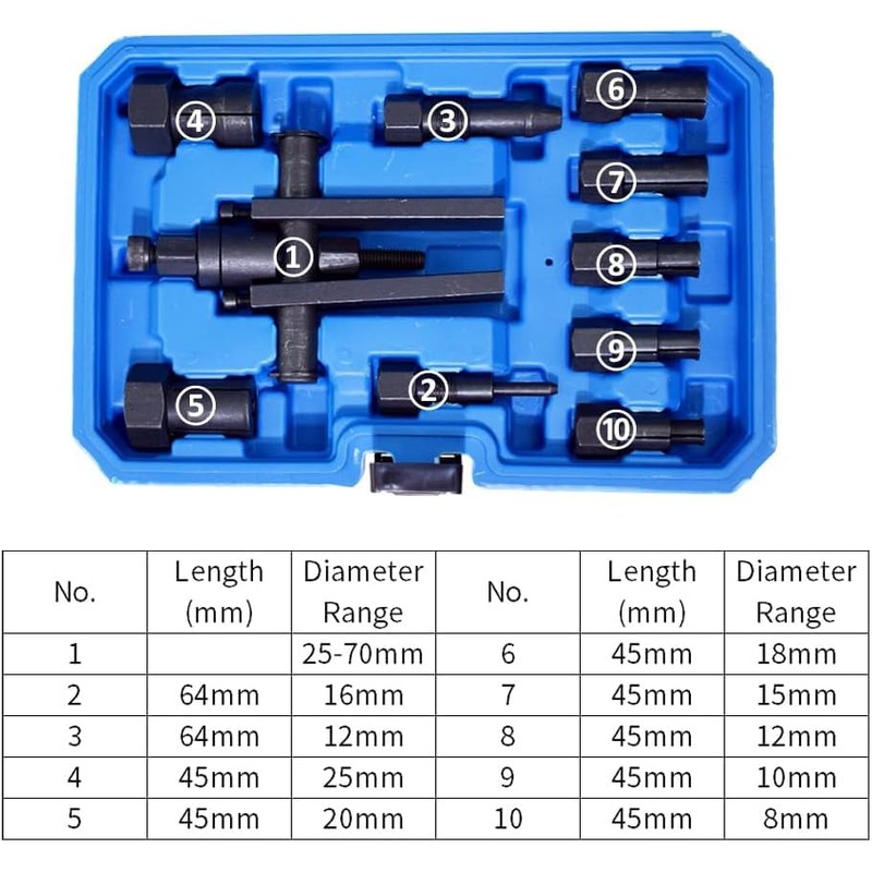 MoEnergy 10 Piece Motorcycle Blind Internal Inner Insert Inside Bearing