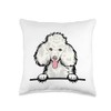 Peeking White Poodle Dog Throw Pillow