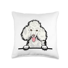 Peeking White Poodle Dog Throw Pillow