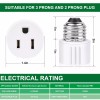 ABORNI E26/E27 Light Socket to Plug Adapter 2/3 Prong Light