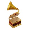 FJ FENGZHIJIE Trinket Box Gramophone Decor Gold Plated Crystal Phonograph