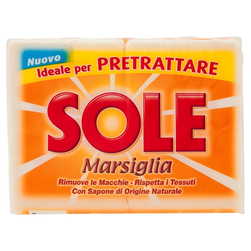 Sole Marsiglia, Ottimo per Pretrattare, Detergente per Bucato a Mano,