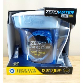 ZeroWater 12-Cup Filtration Pitcher - TDS Meter - NSF Certified - Model ZD-012RP