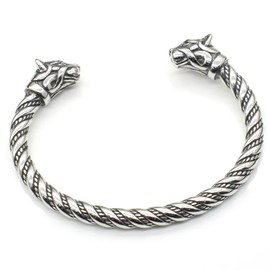 GelConnie Mens Viking Bracelet Celtic Cuff Bracelet Norse Mythology Bracelet Fenrir Bracelet Mens Stainless Steel Viking Bracelet Cat Head Viking Arm Ring Ragnar Viking Bangle Men