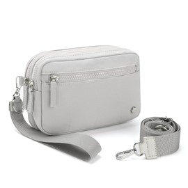 Didida Wristlet Purses for Women,Crossbody with ID Window Purses,Coin Purse with 4 Zipper,Grey Nylon Crossbody Bags