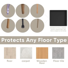Sunbilien 4 Pieces 3.5"x3.5" Square Rubber Furniture Caster Cups, Anti-Sliding Furniture Pads Bed Stopper Floor Protectors with Grip - Protect Any Flooring