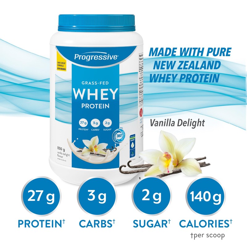 Progressive Progressive Grass-Fed 100% Whey Protein Powder Vanilla, 27g of