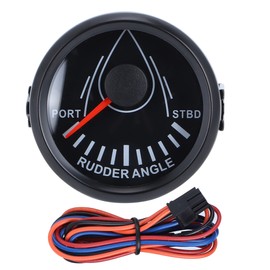 52mm Universal Boat Rudder Angle Indicator 0-190ohm Signal with Rudder Sensor 9-32V Backlight Gauge for Boat YachtBlack Dial Black Cover