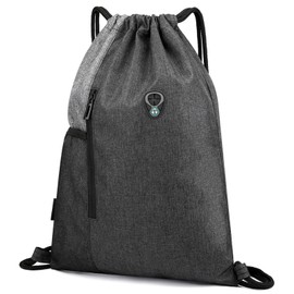 Gym Sack with Earphones Jack Drawstring Backpack Water-resistant Drawstring Bucket Bag Light Sack for Adults Teenagers