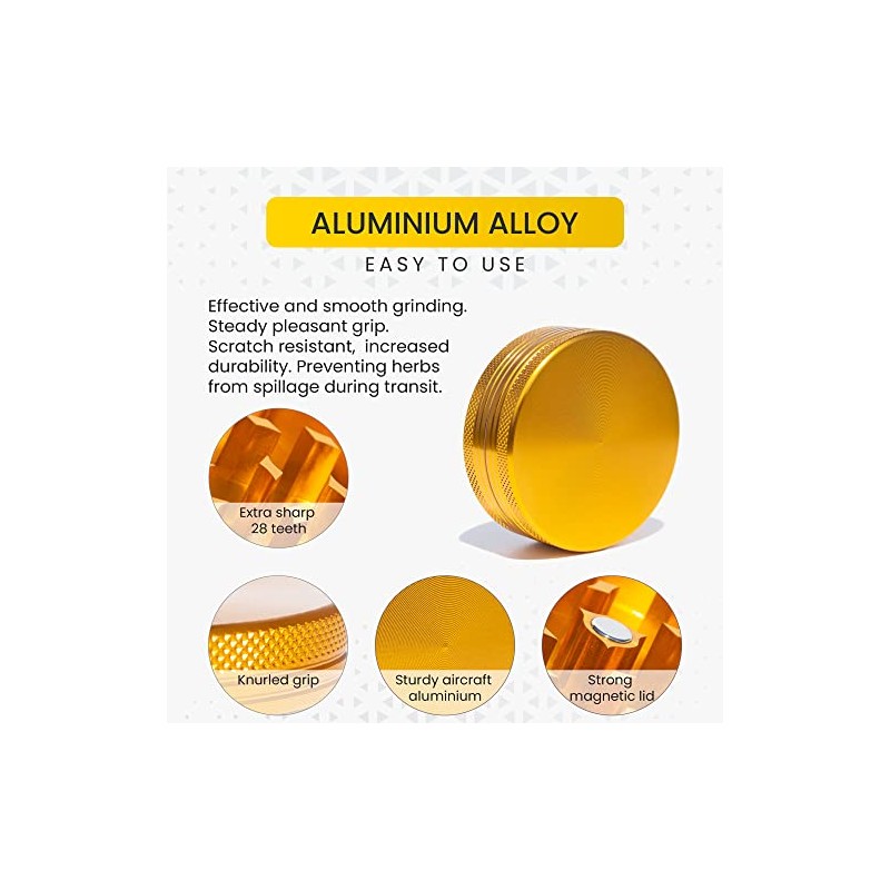Molinillo compacto de especias de 5,6 cm, color dorado