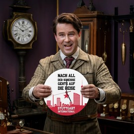 speecheese Stuttgart European Cup Wall Clock Aluminium with Saying Stuttgart International Bad-Cannstatter Kurve Fan Singing Ideal for Stuttgart Fans Football Lovers