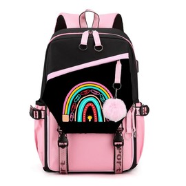 ZHIFU Teacher Backpack for Women, 16.5 Inch Laptop Backpack With USB Charging Port Large Capacity Travel Backpack,Waterproof Carry on Work Bags,Pink