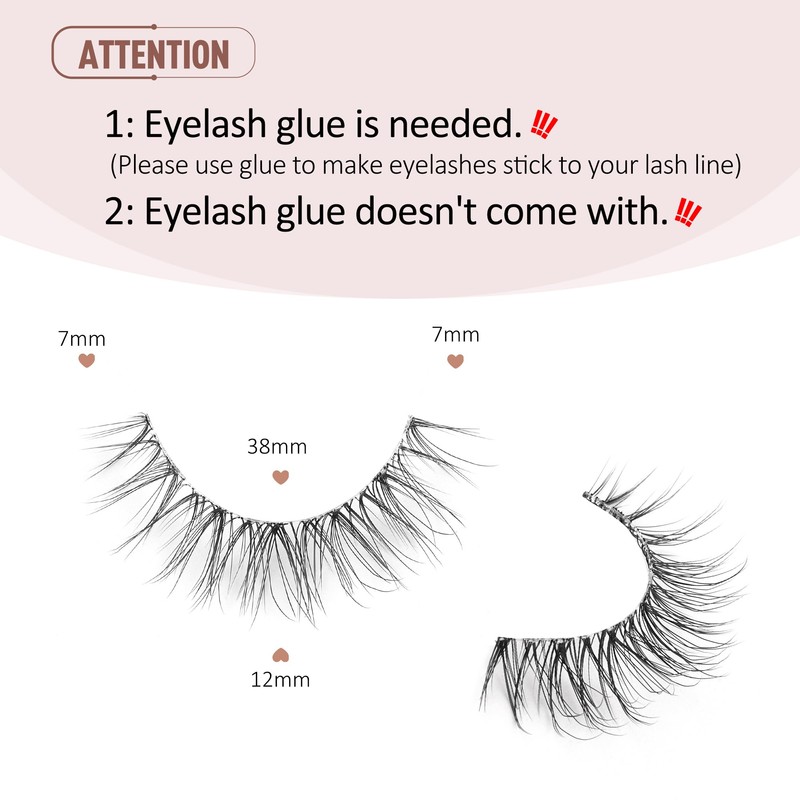 Onlyall Natural False Eyelashes Wispy Clear Band Fake Lashes H86