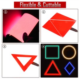 Ourbest El Sheet Panel Light - 2Pcs 10 x 10cm DIY Electroluminescent Cuttable Mask Eye Lighting DIY Cosplay Party Decoration Continuous/Strobe (Red)