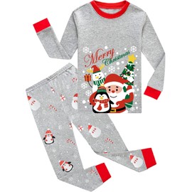 EULLA Boys Christmas Pyjamas Set Kids Dinosuar Pjs Long Sleeves 2 Pieces Snowman Nightwear Gift 5-6 Years