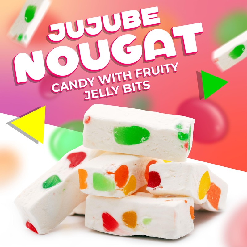 Jujube Nougat Candy with Fruity Jelly Bits (9 Ounce Bag