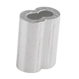 Futheda 50 pcs Aluminum Crimping Loop Sleeve Clips with Double Ferrules/Holes for 3.0mm Cable Wire Rope Silver Tone