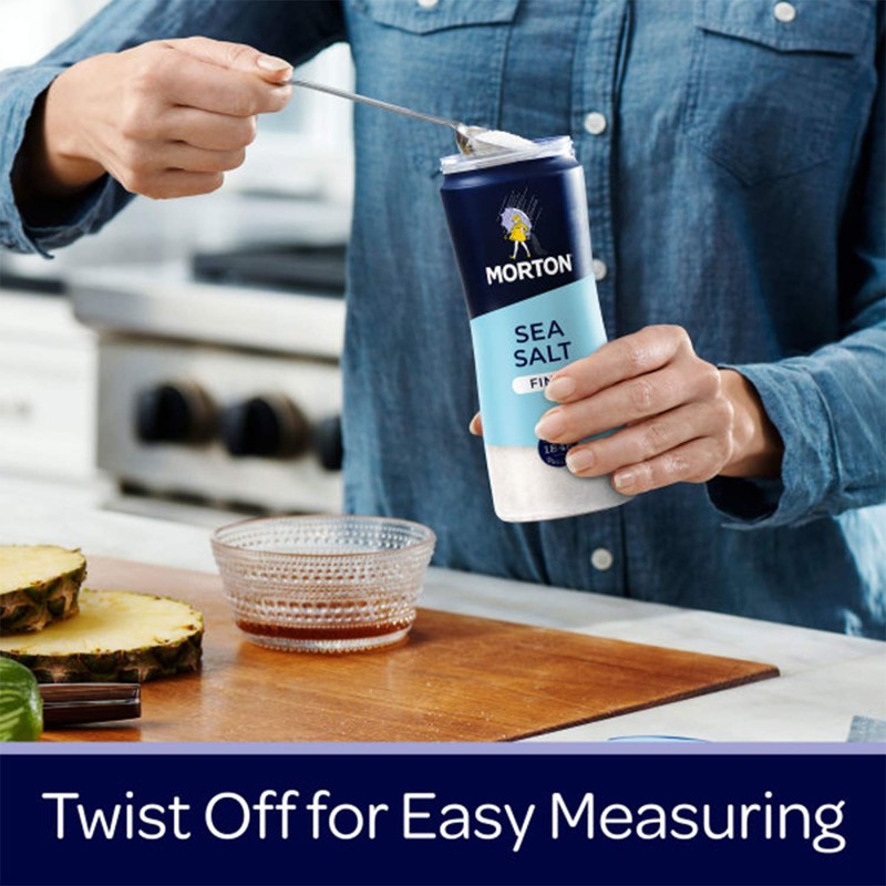 Morton Sea Salt, Fine, (17.6 oz), 12-Pack, All-Natural, Perfect for
