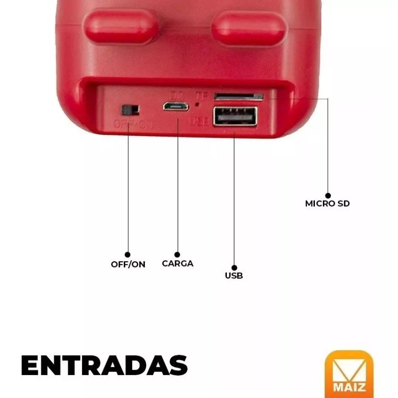 Maíz 3pzs Bocina Bluetooth Fm Recargable Luz Led Infantil Niños
