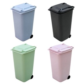 TOYMYTOY Office Trash Can, Desktop Mini Trash Bin, Garbage Bin Set Pencil Cup Holder with Lips & Wheels(4PCS)