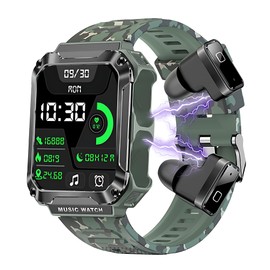 Hipipooo Smart Watch with Bluetooth Earphone, 1.96 Inch Touch Screen Activity Fitness Tracker Watch, Sports Waterproof Smart Watch with Blood Oxygen Blood Pressure Exercise Monitor