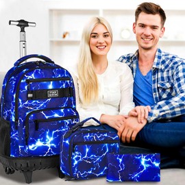 Rolling Backpack for Women and Men, Laptop Travel Backpack Roller Wheeled Carry on luggage with Wheels for Teens, Colleges and Adults, Blue01, Large, Daypack Backpacks