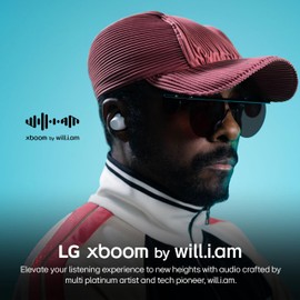 LG xboom Buds by will.i.am, xboom Signature Sound by will.i.am with Graphene Drivers, 3 Mic Active Noise Cancellation, Up to 30 Hours of Battery, IPX4 Water Resistant, White