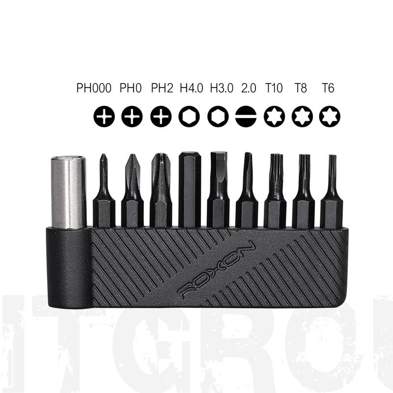 ROXON 9 Piece Bit Set with Magnetic Extended Holder for