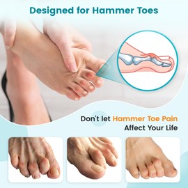 Pozpo Tech Hammer Toe Straightener Corrector Splint Brace for Women fit 2nd 3rd and 4th Toes - (M-Black) - 1 Pair