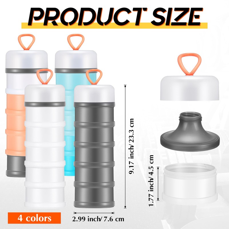 Baderke 4 Pcs Protein Powder Container 5 Layers Stackable Leakproof