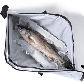 Buffalo Gear Insulated Fish Cooler Bag 40x18In,Leakproof Fish Kill Bag with 2 Reusable Cooler Ice Packs Large Portable Waterproof Fish Bag Keep Ice-cold More than 48 Hours (Watertight Zipper)