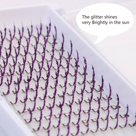 Glitter Lash Extensions, UHOMENY False Lashes for Eyelash Extensions D Curl Cosplay Eye Lashes Single Lash Spike Eyelash Extension Party Makeup Eyelashes, Mix 11-16mm (purple)