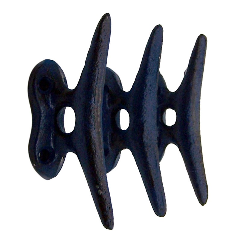 Wowser Nautical Blue Cast Iron Boat Cleat Wall Hooks, 3.5