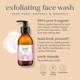 Fushi Biovedic Enzyme Face Wash 150ml | Fresh Pressed | Ayurvedic Herb Manjisthta, Vanshlochan Stem & Rice Bran Oil | Best for Gentle Exfoliation, Dull Skin & Balance Skin PH | Manufactured in The UK