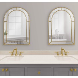 Kate and Laurel Fairbrook Transitional Arched Wall Mirror, 18 x 24, Gold, Sophisticated Glam Mirror Decor for Wall