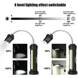 IMAGE BBQ Light 2 Pack Magnetic Barbecue Grill Light with Side Lamp Zoomable 360° Adjustable BBQ Lights Grilling Accessories for Outdoor Camping, Picnic, Workshop, Garage Lighting