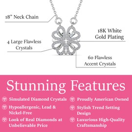 Cate & Chloe Kendra 18k White Gold Plated Necklace | 2-in-1 Heart Pendant Necklace For Women with Crystals, Silver Necklace For Women, Hypoallergenic Women's Necklace Set, Jewelry Gift