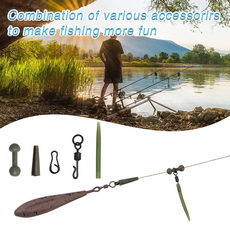 105pcs Carp Fishing Accessories Kit Helicopter Rigs Tackle with Anti-Tangle