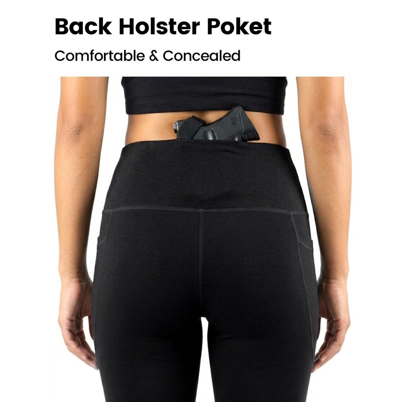 Lilcreek Women’s Cotton Conceal Carry Leggings, High-Waist Concealed Carry Tummy