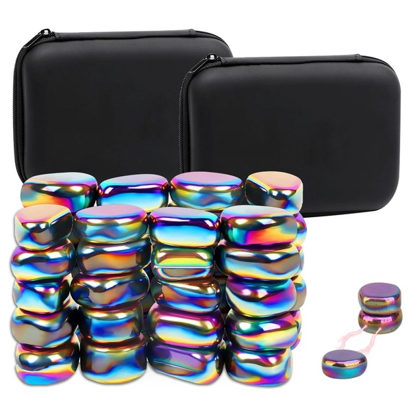 Pack of 40 Hematite Magnets, Magnetic Chess Game Stones, Multifunctional