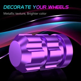 QUARKACE Tire Valve caps, Universal Valve Stem Caps for Car, Motorcycle and Bike, Non-Fading Bright Color, Corrosion Resistant Coating, Air Leakproof Metal Tire Caps 4 Pack - Purple